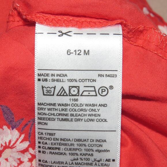 Old Navy Red Floral Print Short Sleeve Baby Top - Picture 6 of 6